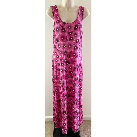 Vintage Maxi Dress Floral Pink Sun Dress Pacific Palm Size Small Summer Cover Up - Picture 1 of 14